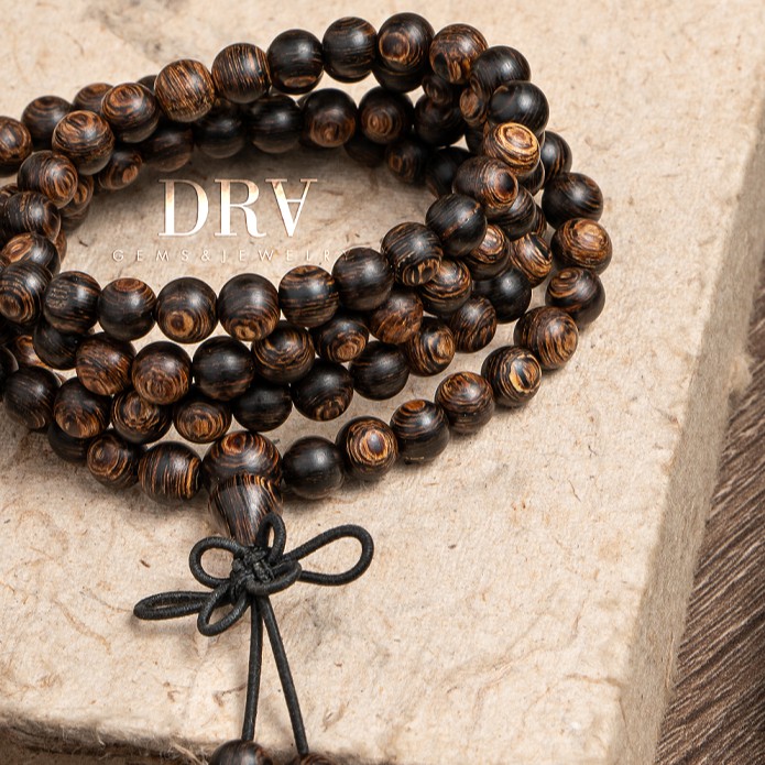📿 Chuỗi Vòng Tay Trầm Hương Sánh Chìm 108 Hạt (6mm), Trang Sức Phong Thủy Cầu Bình An