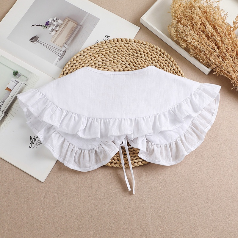 Cổ Áo Giả Nhún Bèo Màu Trắng Phong Cách Lolita Cho Nữ