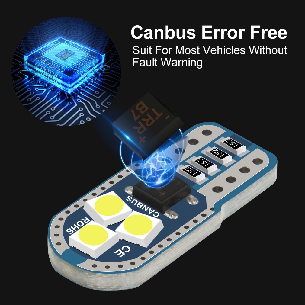 Set 1 Hoặc 2 Đèn led W5W T10 3030 6SMD Cho Xe Hơi