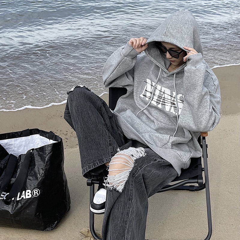 NRVP Áo Hoodie Nữ Tay Dài Dáng Rộng Thời Trang Phong Cách Hàn Quốc