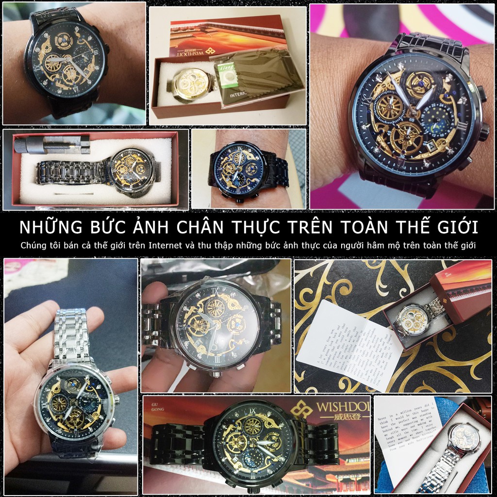 WISHDOIT Đồng hồ nam gốc Chống Nước Kinh Doanh Quartz Ba Mắt Đa Năng Dây Thép Không Gỉ Vàng/Bạc/Đen Thời Trang Thể Thao Cho Nam mặt Trời/Sao/Mặt trăng | BigBuy360 - bigbuy360.vn