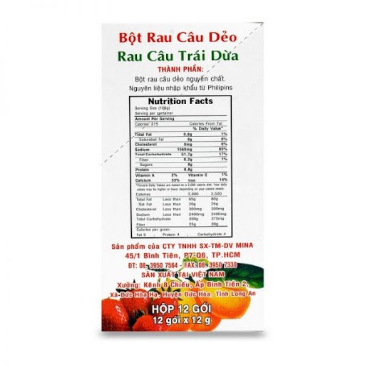[Mã 77FMCGSALE1 giảm 10% đơn 250K] Bột Rau Câu Dẻo Mina Jelly Trái Dừa Hộp 12 Gói | BigBuy360 - bigbuy360.vn