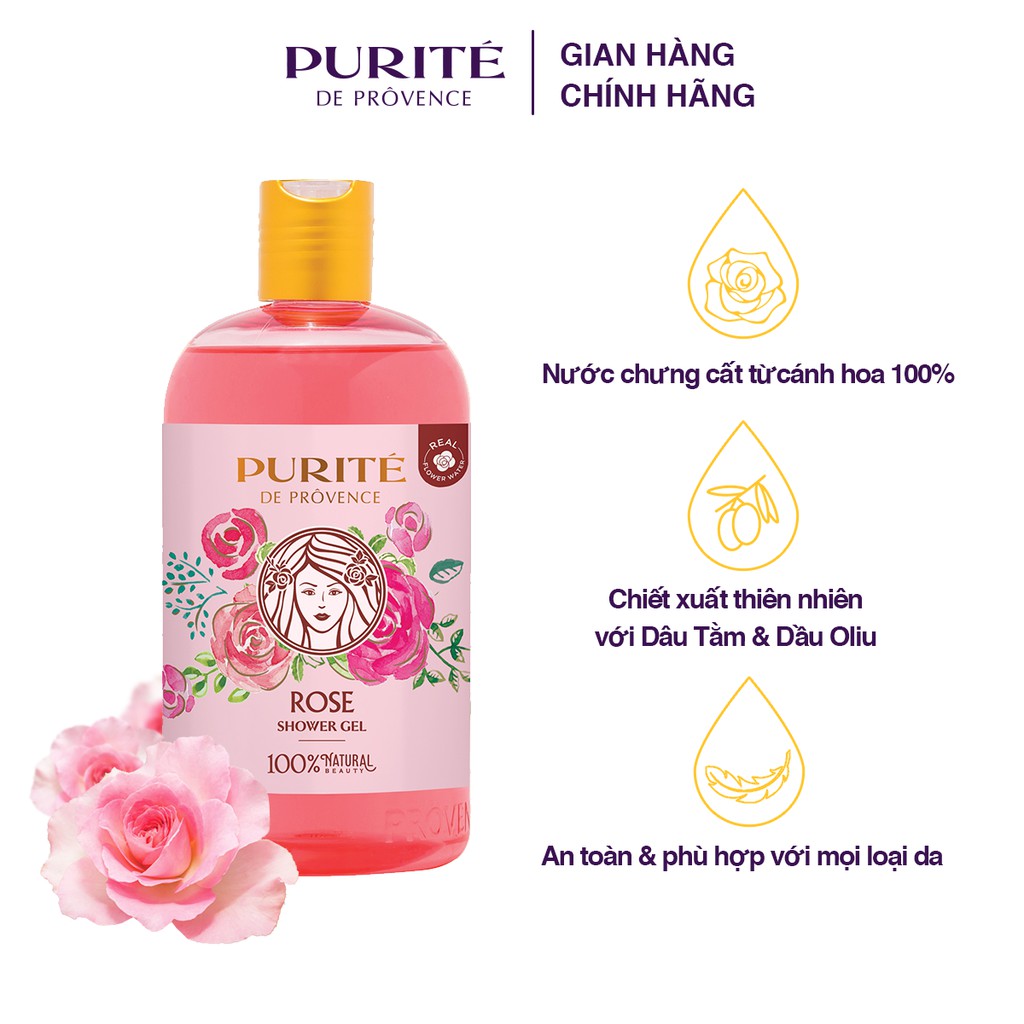 Combo 2 Sữa Tắm Mềm Mịn Hoa Hồng Purité 500ml/chai | BigBuy360 - bigbuy360.vn