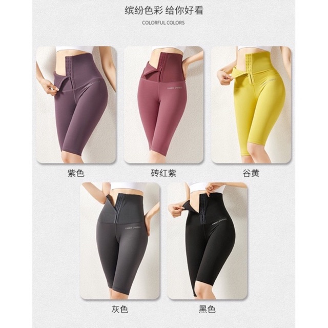 Quần Legging Đùi Nữ Tập Gym Yoga Cài Khuy Eo Nịt Bụng Chất Thun Poly Thể Thao Loại 1 Cao Cấp [ HÀNG ORDER{