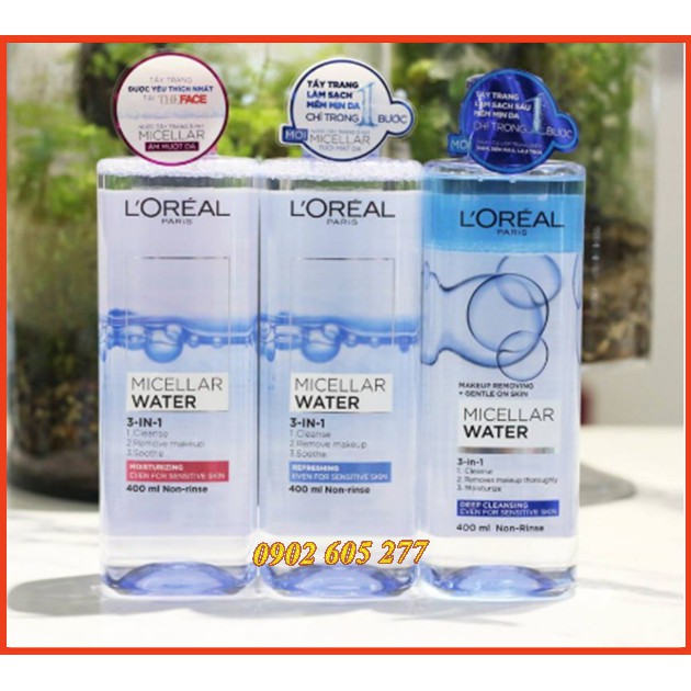 [Hàng chính hãng]Nước Tẩy Trang Làm Sạch, Dưỡng Ẩm 3 In 1 L'Oreal Micellar Water