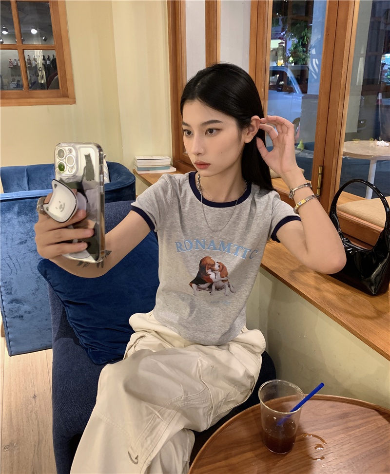 Áo Thun Nữ Tay Ngắn In Hình Cún Dễ Thương 51493