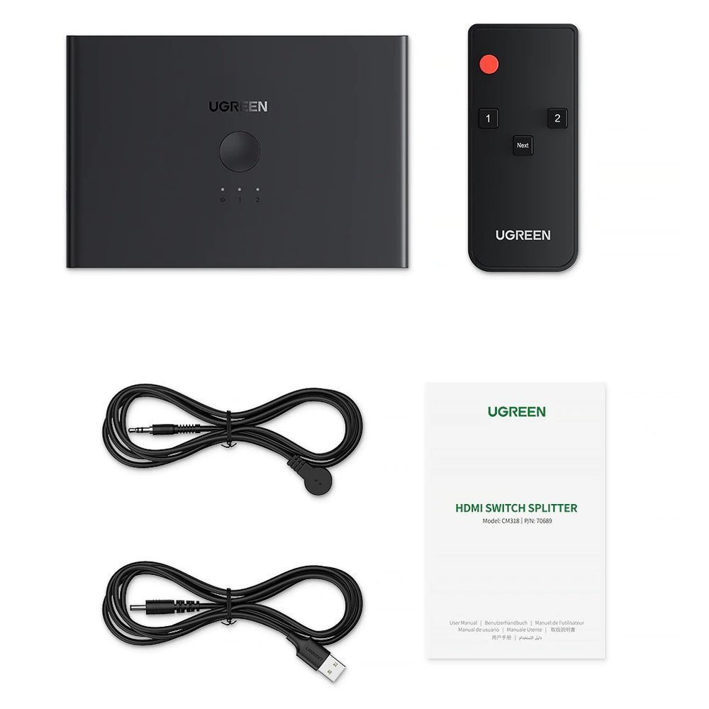 Bộ chia HDMI 2.0 Chính Hãng Ugreen 70690 - 2 vào 4 ra hỗ trợ 4K@60hz Cao cấp