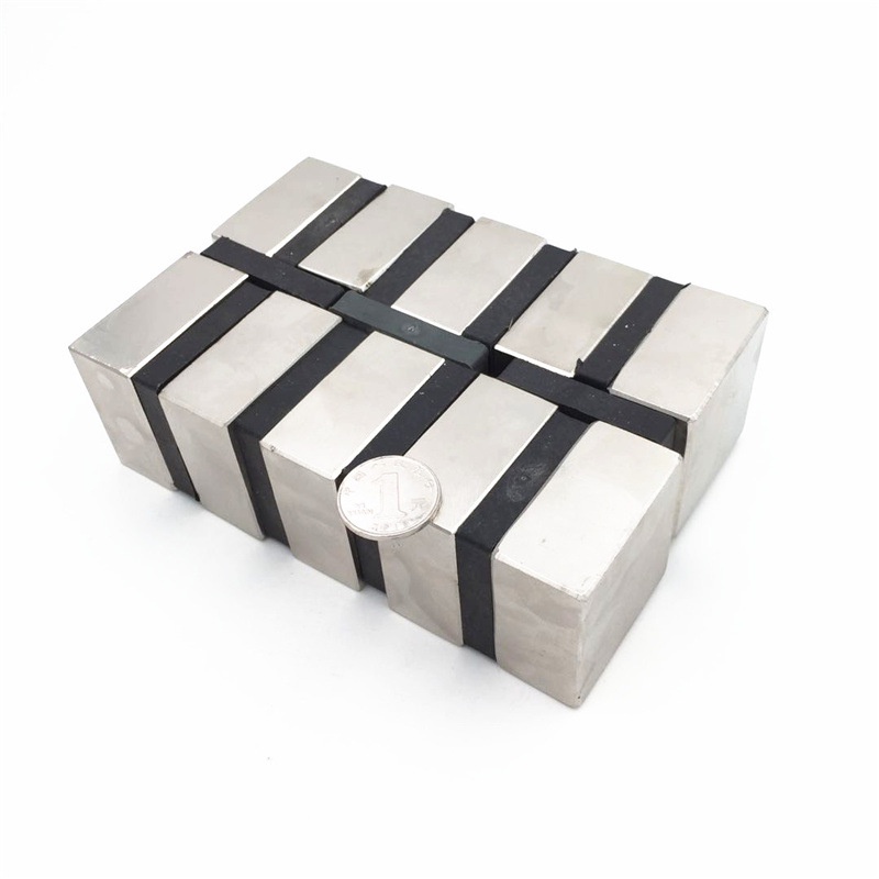 Nam châm đất hiếm 50x50x25mm mạ Niken N35 siêu mạnh
