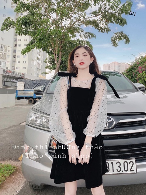 Đầm baby doll ❤️FREESHIP❤️ Đầm xoè tay bi tiểu thư