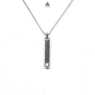 Mặt dây chuyền bạc nam HeliSilver Slide Bar S925 - Đen DCBN0032