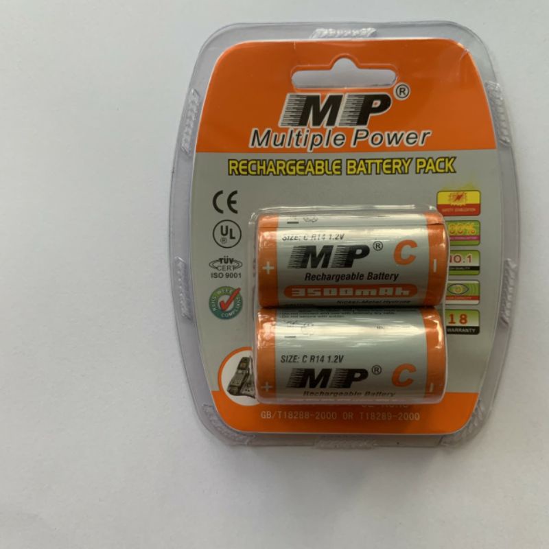 Vỉ 2 viên pin sạc  trung zise C  MP dung lượng cao 3500mah