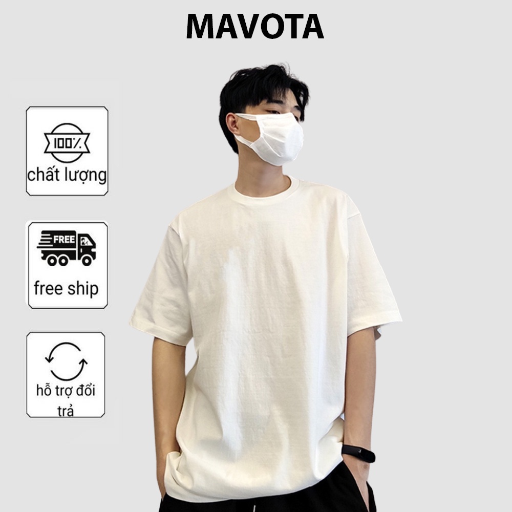 Áo phông nam Mavota áo thun trơn unisex tay lỡ form rộng AT288