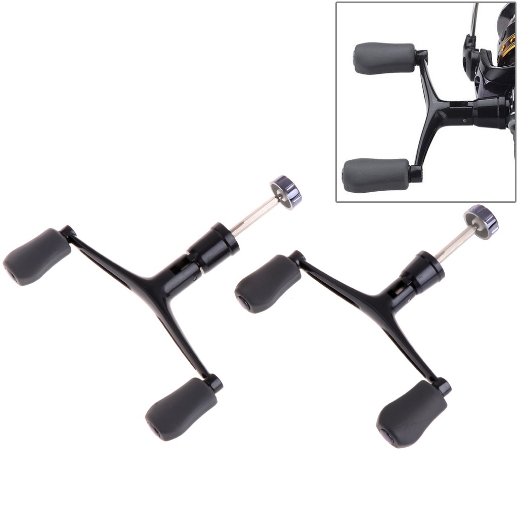 Tay quay máy câu cá 2 nút làm bằng hợp kim nhôm