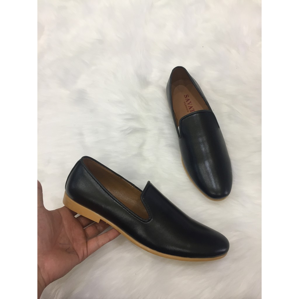 Giầy  tây giày lười nam hàn quốc nhọn đen trơn may đế :)) :))