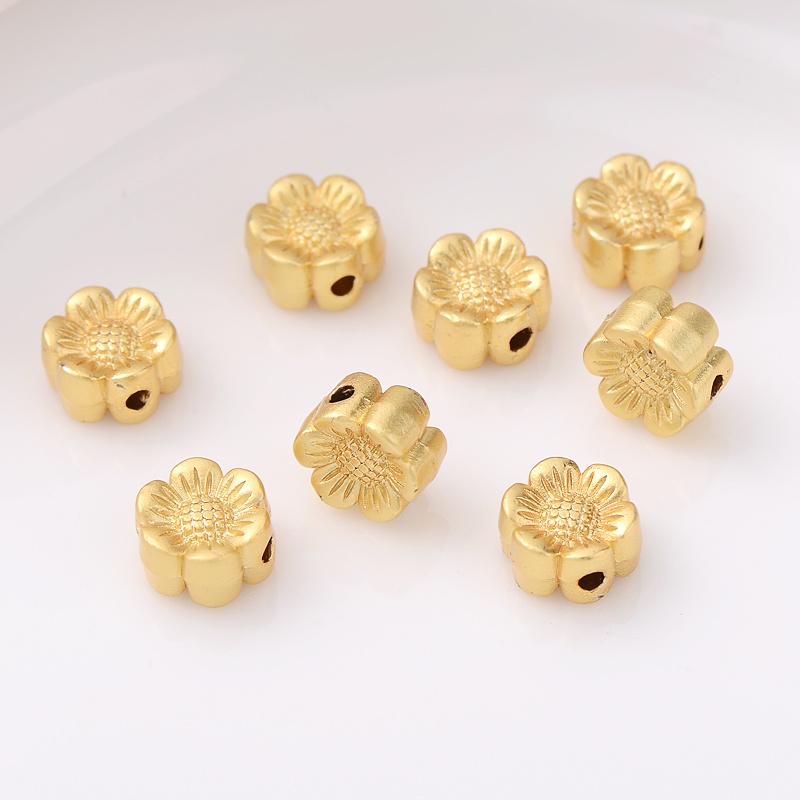 Hạt Xâu Chuỗi Hình Bông Hoa Nhỏ Màu Vàng 18K Chất Lượng Cao diy