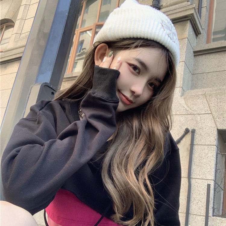 IELGY Áo Sweater Có Mũ Trùm + Áo Sát Nách Giả Nhiều Lớp Kiểu Retro Hàn Quốc Thời Trang Xuân Thu Cho Bạn Gái