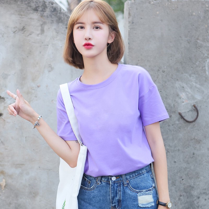 Áo Thun Trơn Nhiều Màu Nam Nữ Vải Cotton Dày Mềm Mịn Không Xù Lông