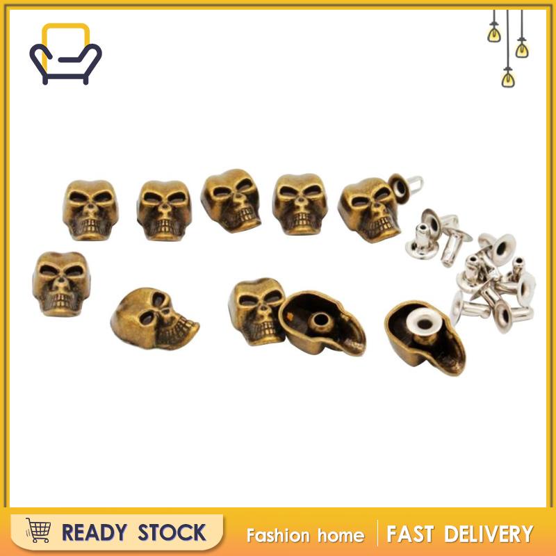 Set 10 Đinh Tán Kim Loại Hình Đầu Lâu Trang Trí Quần Áo / Túi Xách Happi2ness