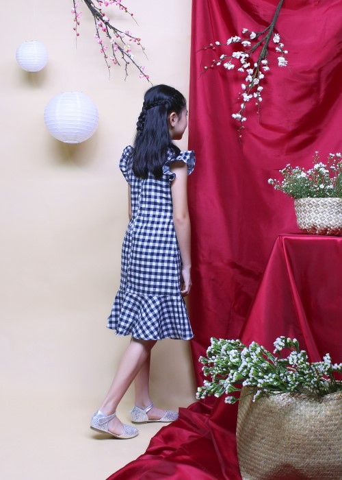 Đầm xoe thời trang Jadiny cho bé gái họa tiết caro