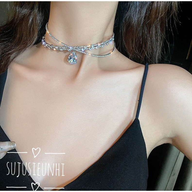 Vòng choker đính giọt nước 3 trong 1 đeo cổ-đeo đầu-đeo trán