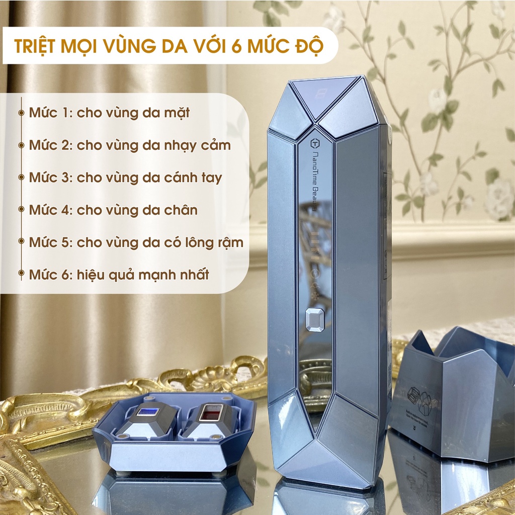 Máy triệt lông trẻ hóa da công nghệ IPL đá sapphire lạnh Nanotime B65pro của nhà HT Beauty, triệt lông vĩnh viễn tại nhà