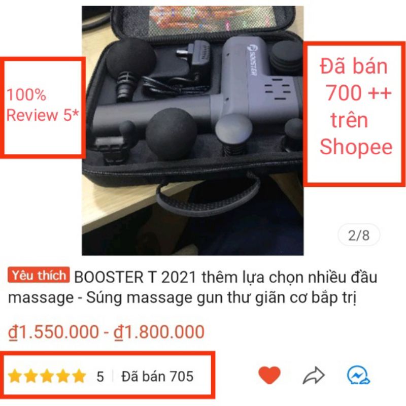 [New] Booster T HOT SALE - thêm lựa chọn đầu massage - Máy massage gun thư giãn cơ bắp trị liệu đau nhức