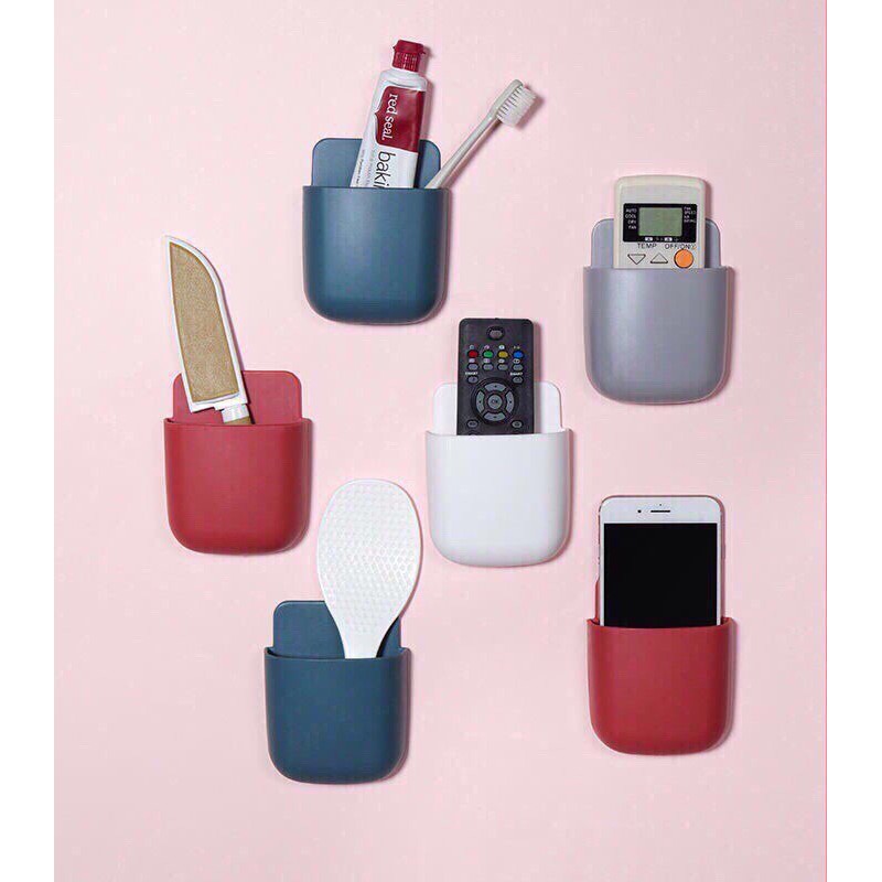 [RẺ VÔ ĐỊCH] Hộp dán tường đa năng siêu dính đựng thìa, điện thoại, điều khiển, chìa khóa - Đồ dùng, dụng cụ nhà bếp, kệ