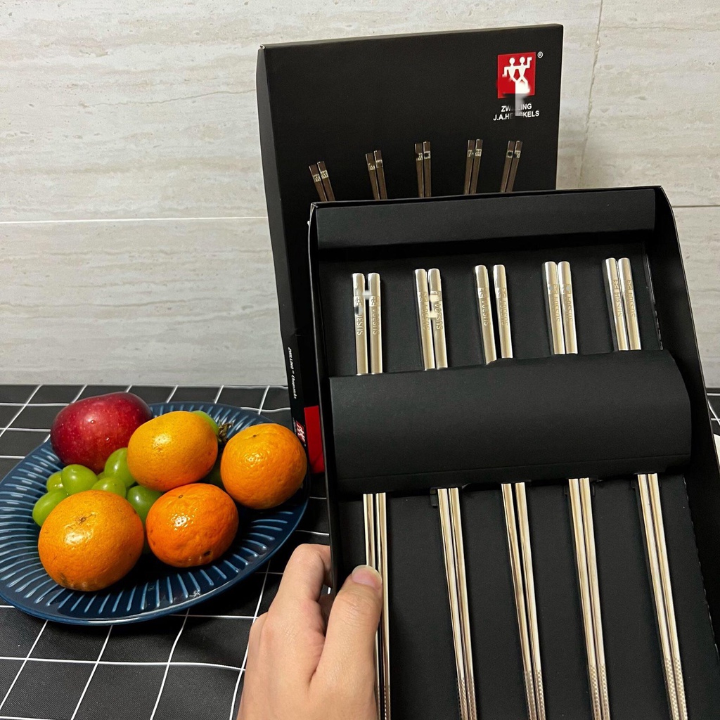Thìa muỗng inox 304 ZWLLING , Thìa inox hộp 5 chiếc cao cấp kèm vỏ hộp
