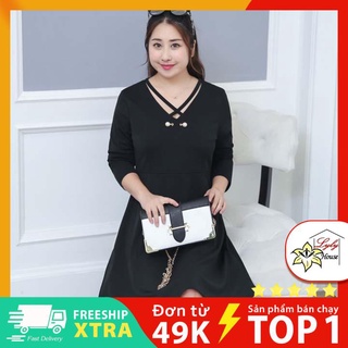 Đầm nữ dáng xòe họa tiết trơn dáng dài qua gối dành cho người mập bụng đủ các size từ 45 đến 85kg