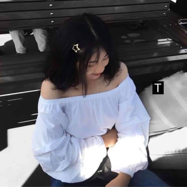 Áo sơ mi trễ vai chun gấu DTR0519