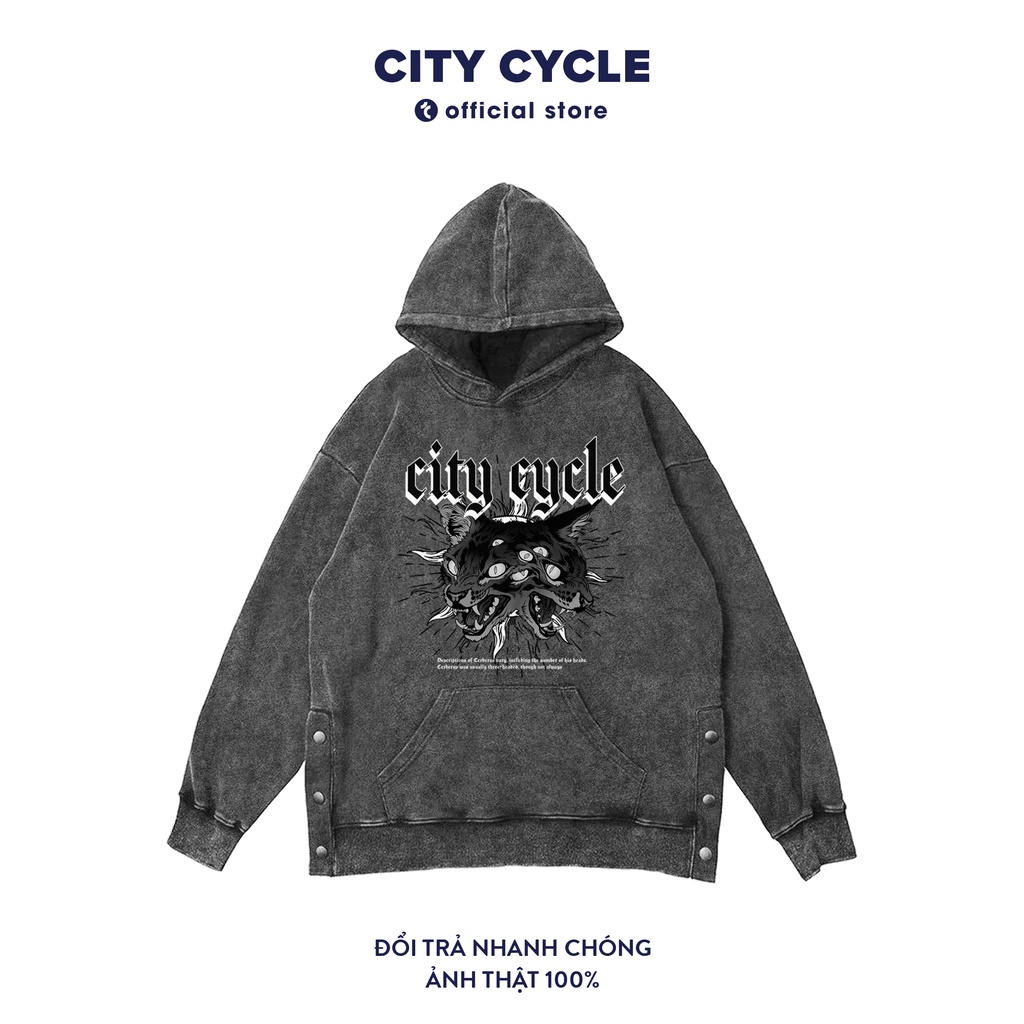 Áo hoodie unisex acid Cerberus City Cycle - áo nỉ hoodie wash unisex form rộng in hình Local Brand
