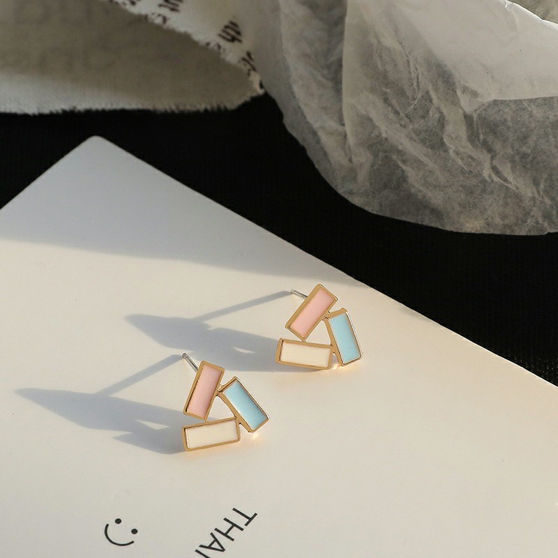 Bông Tai Mạ Bạc 925 Thiết Kế Hình Học Đơn Giản Thời Trang