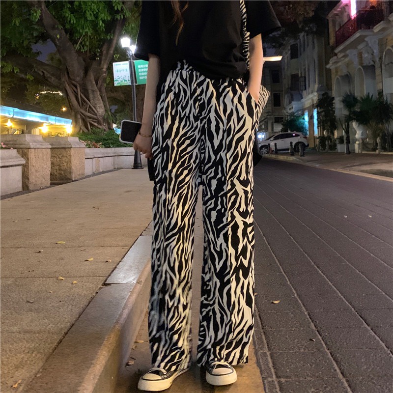 Quần dài ZHELIHANGFEI ống rộng lưng cao thời trang mùa hè dành cho nữ