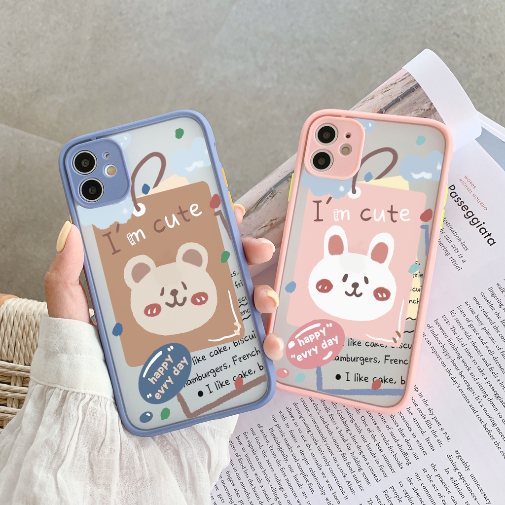 Ốp iphone - Ốp lưng viền nhám Gấu thỏ i'm cute 6s/6splus/7/8/7plus/8plus/x/xs/xs max/11/11promax - Awifi Case U5-18 | BigBuy360 - bigbuy360.vn