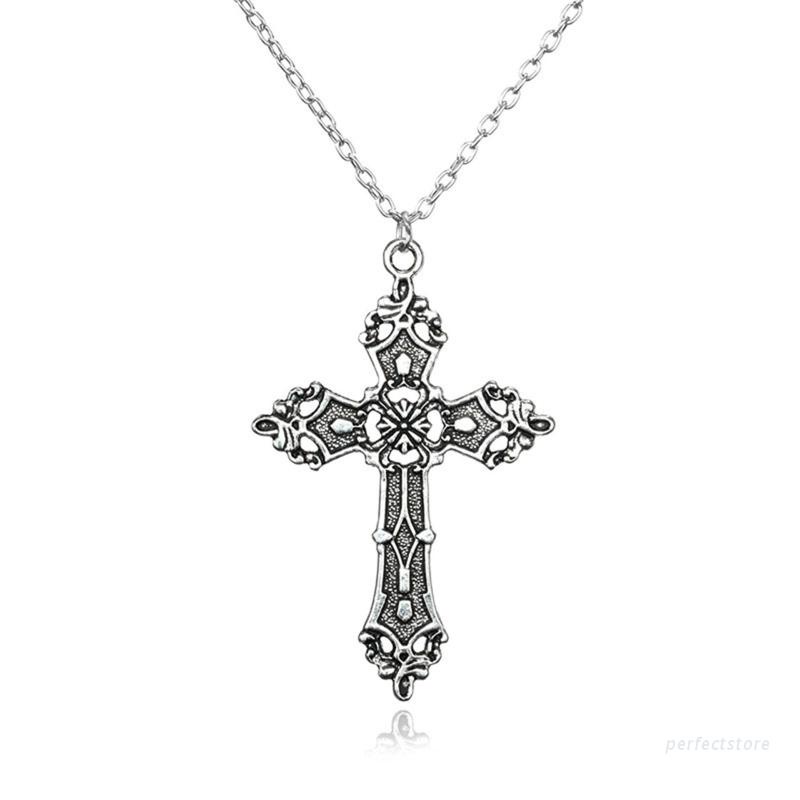 Vòng cổ Sợi Xích Dài Mặt Hình Chữ Thập Phong Cách Gothic Thời Trang Cho Nam Và Nữ