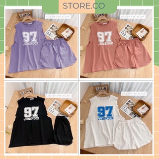 Set Đồ Bộ Nữ Mặc Ở Nhà Tanktop in Logo 97 Chất Thun Thoải Mái