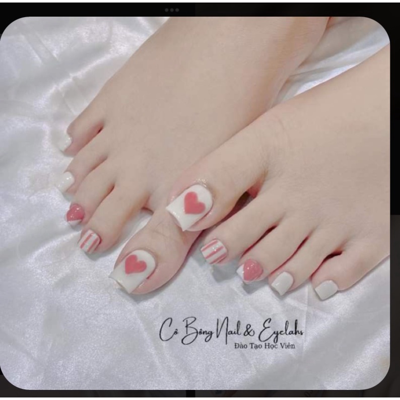 A15 Bộ 24 móng chân giả kèm keo dũa