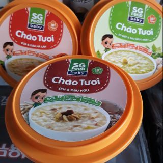 Cháo tươi baby ếch đậu ngự, sò điệp rau ngót nhật , gà thảo mộc hạt sen , cua đậu hà lan 240g