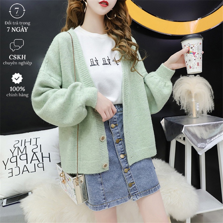 Áo Khoác Len nữ, áo Cardigan Len Mềm Mịn Dày Dặn Họa Tiết Cá Tính, Cardigan Nữ Cổ V Retro