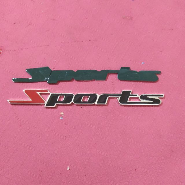 Tem ô tô logo nổi sports kim loại trang trí ô tô xe máy