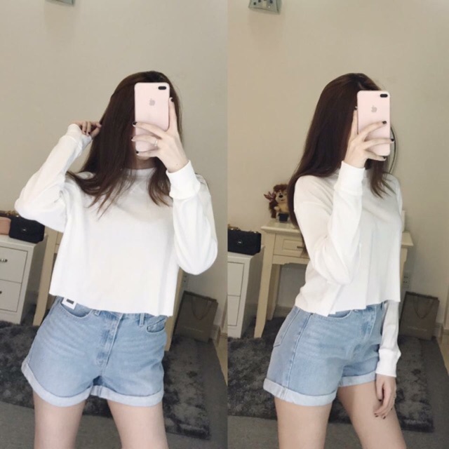Áo crop F21 tay dài