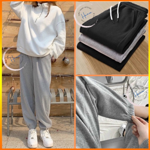 Quần Jogger Nữ Thể Thao Bo Chun Chất Nỉ Tổ Ong Dày Dặn Co Giãn Siêu Ấm Phong Cách Ulzzang Trẻ Trung Năng Động