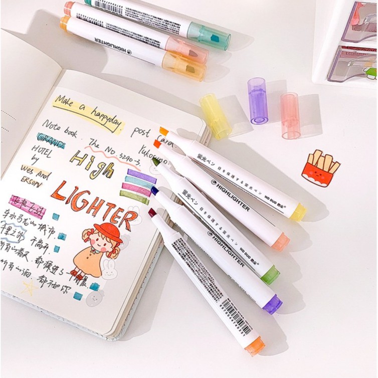 Bút Highlight Mini – Bút Dạ Đánh Dấu Màu Pastel Xinh Xắn Kiểu Hàn AMKO B07