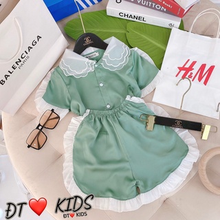 Bộ lụa cổ 3 lớp điệu đà bé gái