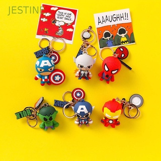 JESTINE Creative Marvel Avengers Gift Keyring Key Chain Iron Man Cartoon Character Bag Pendant Spider Man Silicone Hulk Captain America