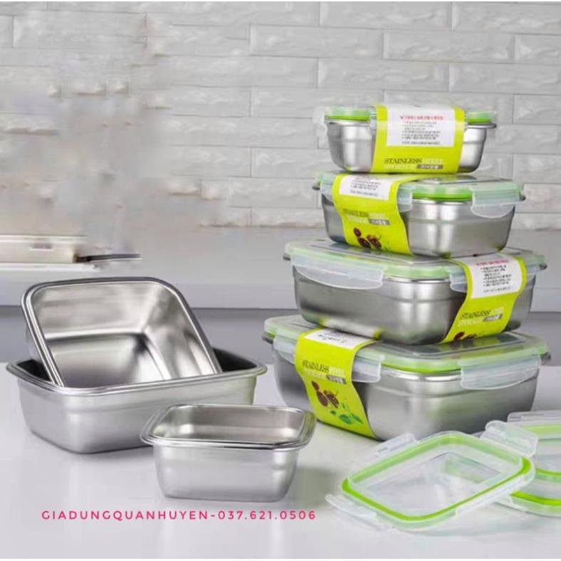 Set 3 hộp đựng thực phẩm inox 304 Hàn Quốc chống tràn