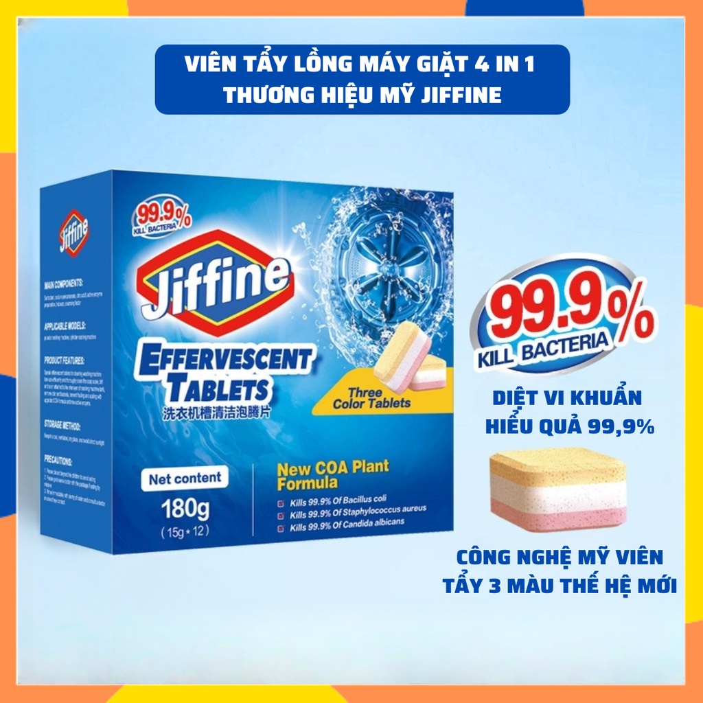 Viên Tẩy Lồng Máy Giặt Công Nghệ Mới Diệt khuẩn 99% ,Vệ Sinh Làm Sạch Và Kéo Dài Tuổi Thọ Máy giặt