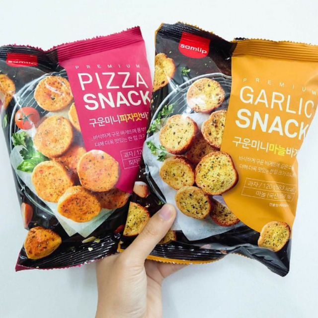 [Mã GROSALE giảm 10% đơn 150K] Snack Bánh Mì Bơ Tỏi &amp; Pizza Hàn Quốc 120g