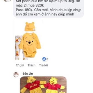 Set body gấu pooh hm cho bé