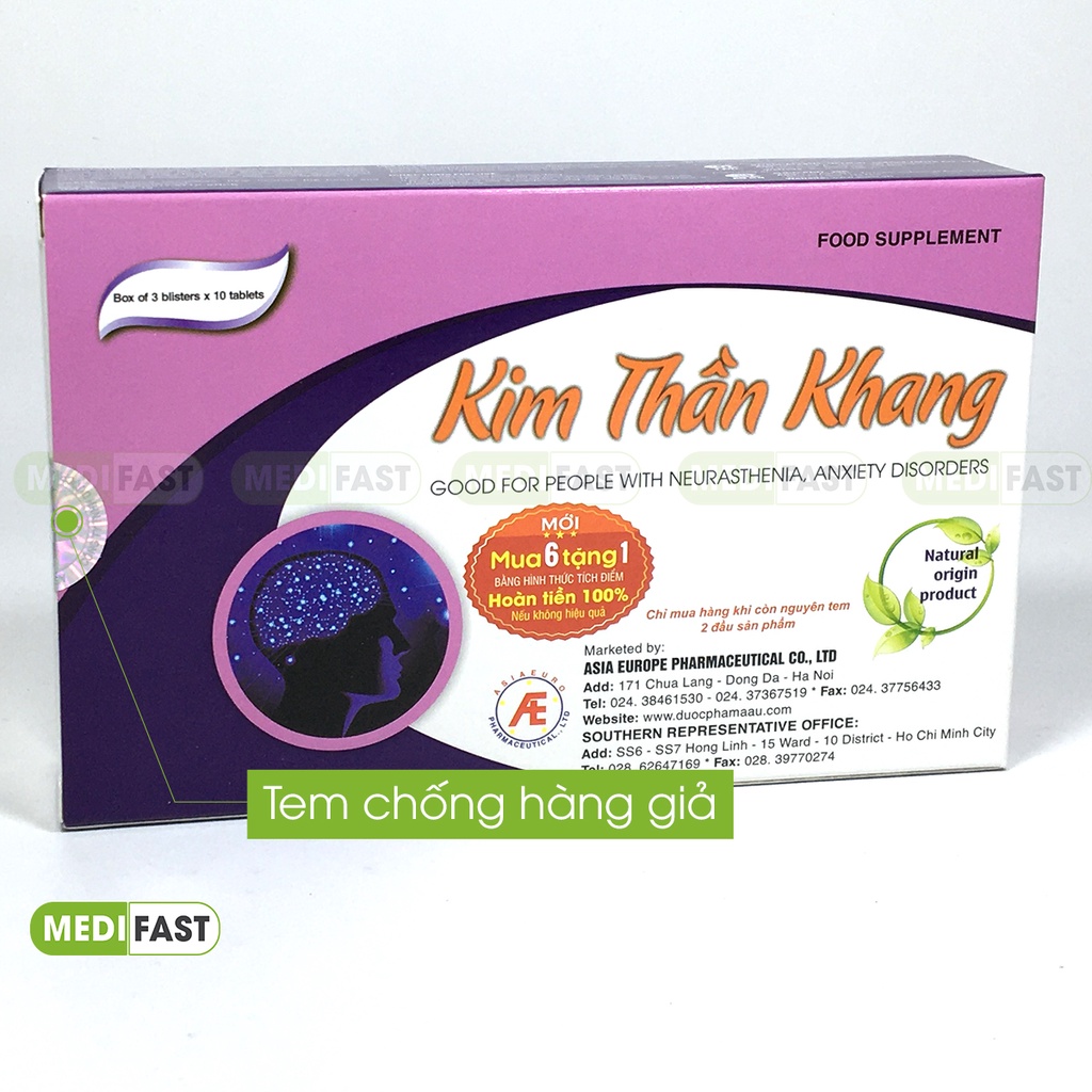 Kim Thần Khang - Hỗ trợ Mất Ngủ, Rối Loạn Lo Âu, Đau Đầu, Giúp Dưỡng Tâm, An Thần - Mua 6 tặng 1 bằng tem tích điểm